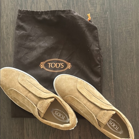 Tod's Tan and White Suede Loafers - Picture 7 of 7